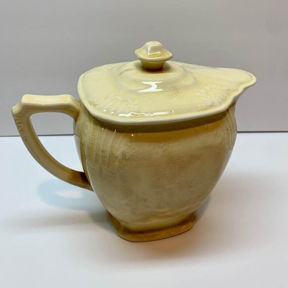 1932 Vintage Crown Potteries Company Yellow Lidded Pitcher - Picture 2 of 10